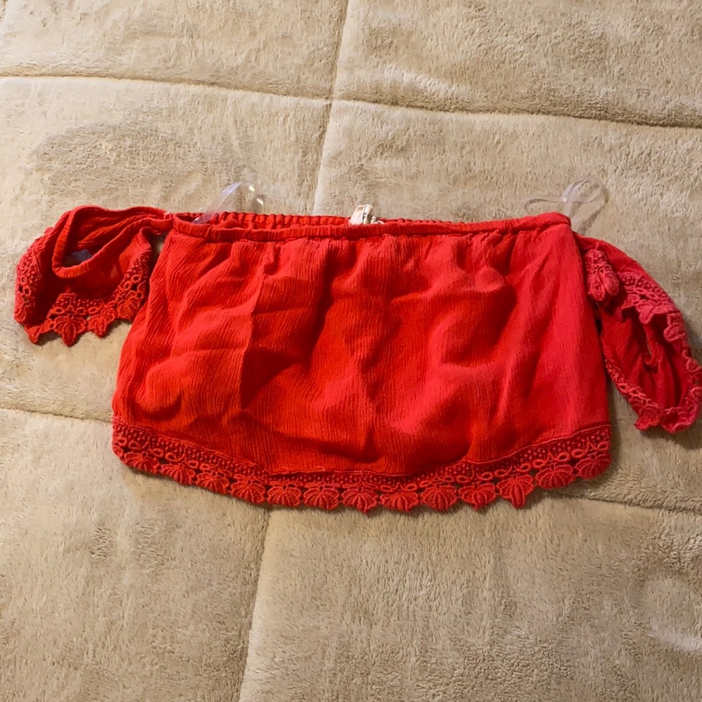 Red off the shoulder top